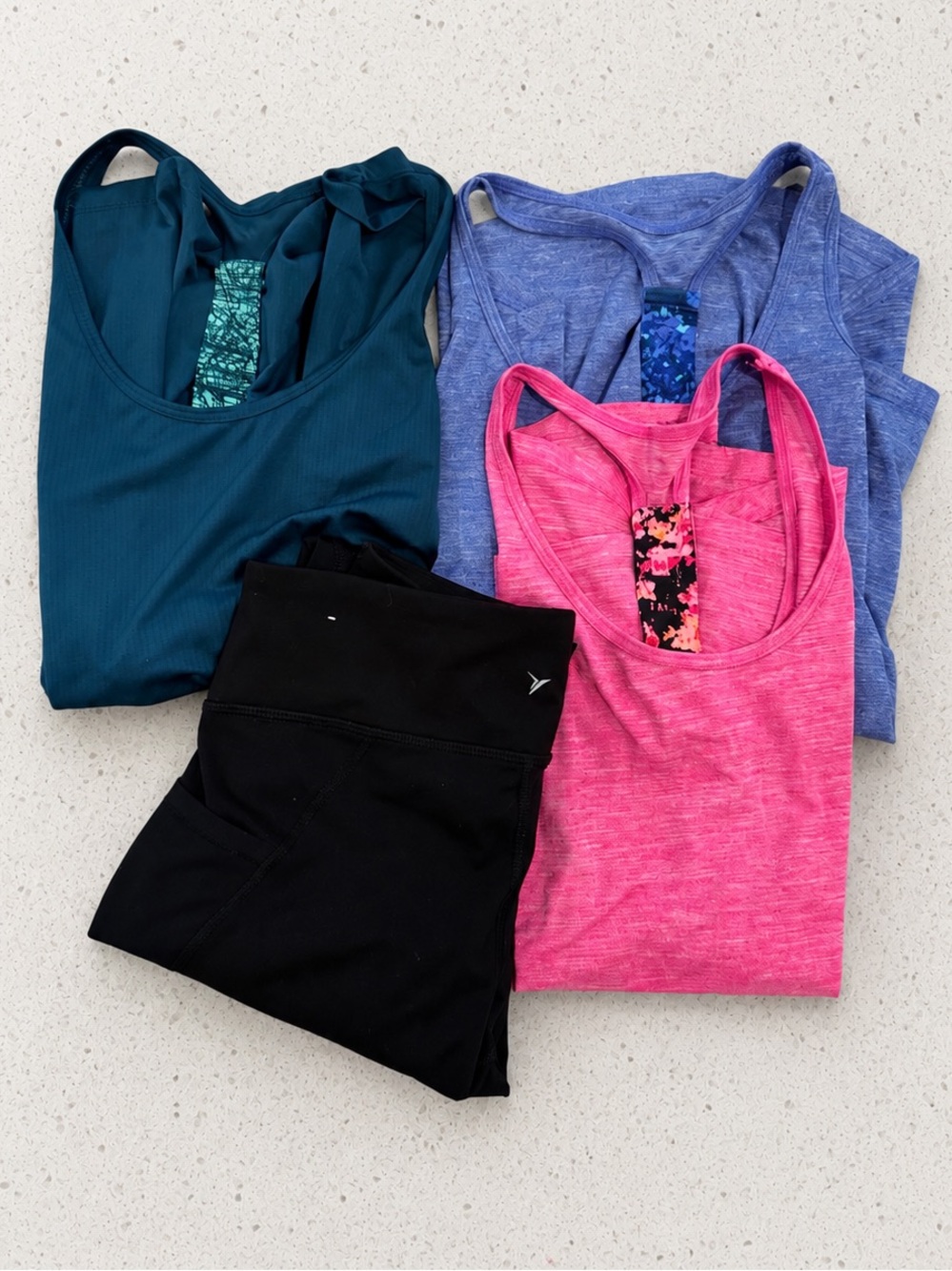 Old Navy Racerback Tank Tops M and Workout Leggings M/Tall Bundle